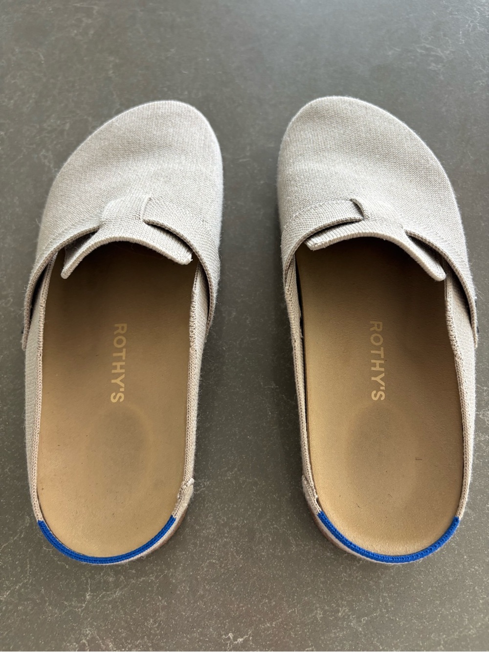 Rothy's Men's Slip-On Knit Mules in Light Taupe